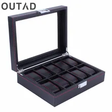 10 Сетки Коробка для часов углеродного волокна Современные часы с узором для хранения Дисплей Слот Чехол Органайзер намотка подарок для друзей