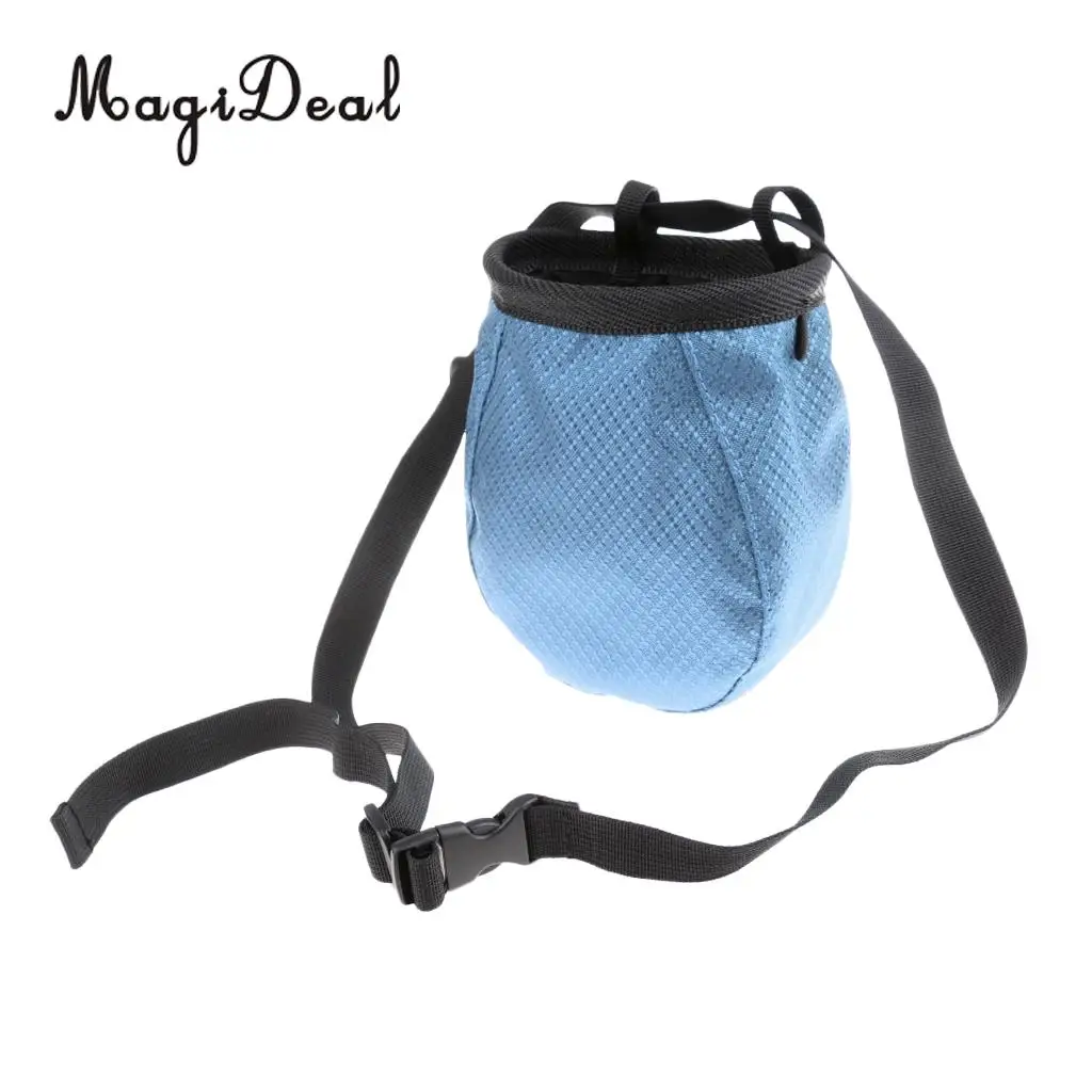 MagiDeal Cylinder Chalk Bag Pouch for Rock Climbing with Drawstring Corded Closure and Waist Belt