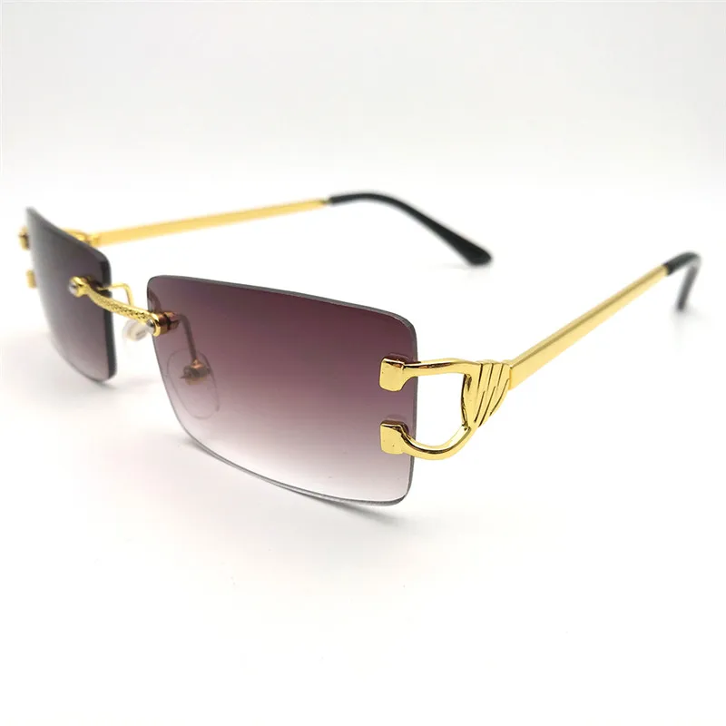 

SOL DE ORO Men And Women Double Temple Sunglasses UV400 Protection Rectangular Frameless Sunglasse