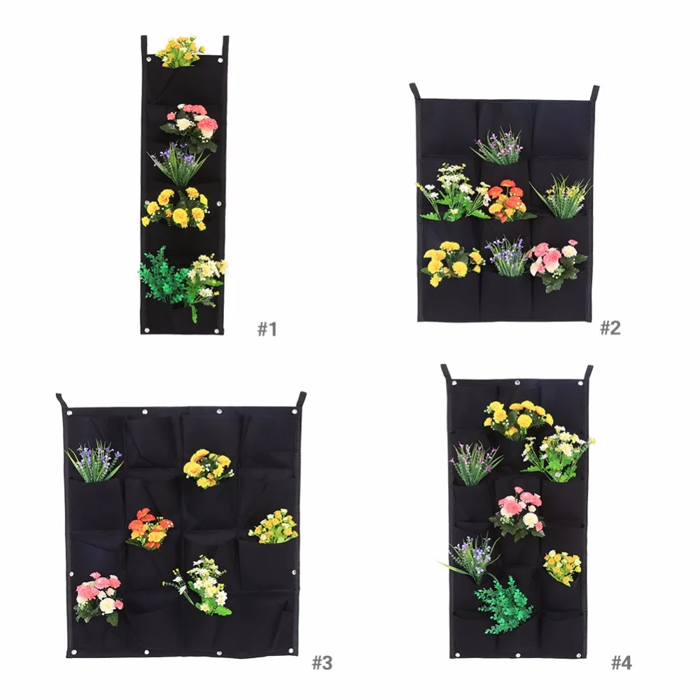 

7/12/16/18 Pockets Plant Growing Bags Vertical Vegetable Living Planter Wall Hanging Seedling Pot For Garden