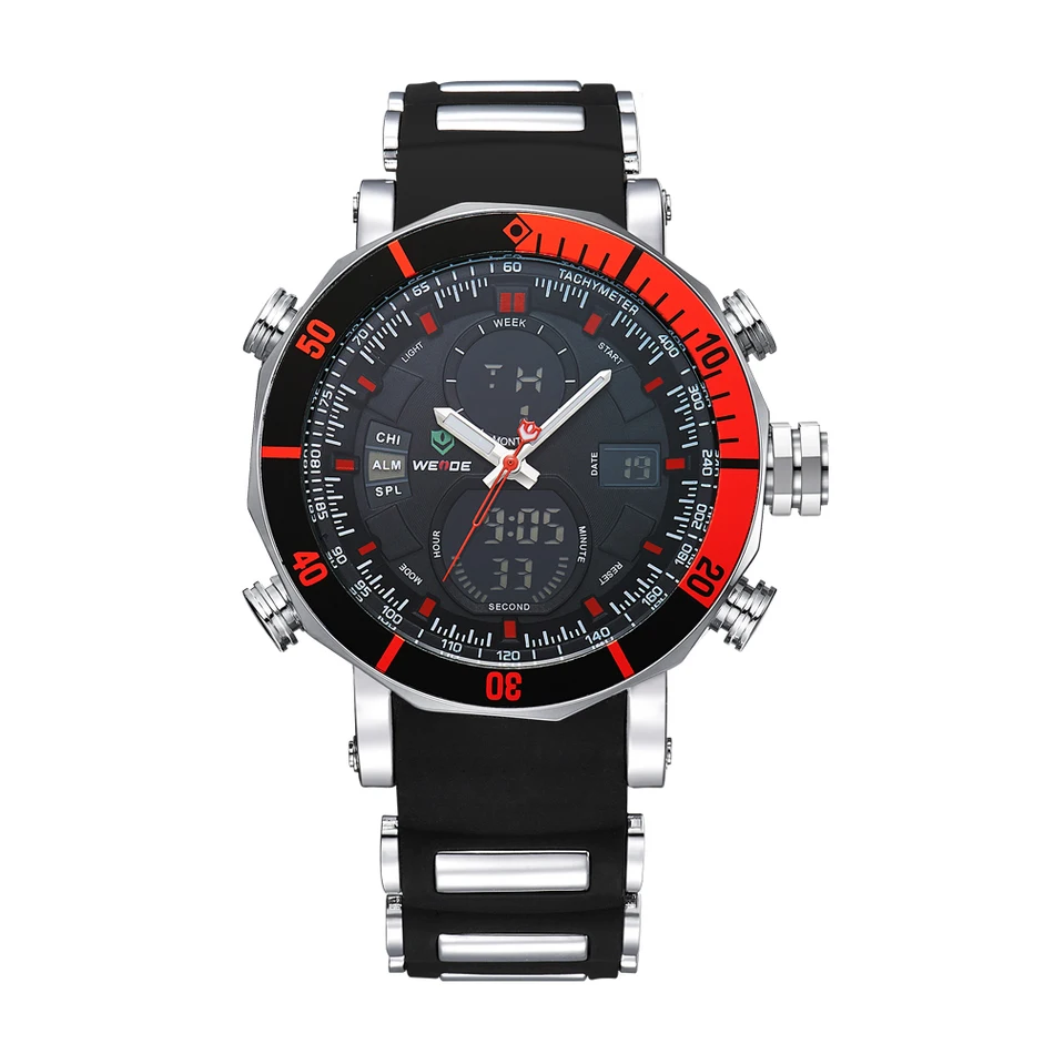 

Weide Watch Men LCD Dial Alarm Male Quartz Business WatchesSports Waterproof Orange Color Silicone Strap Relogio Masculino Hot