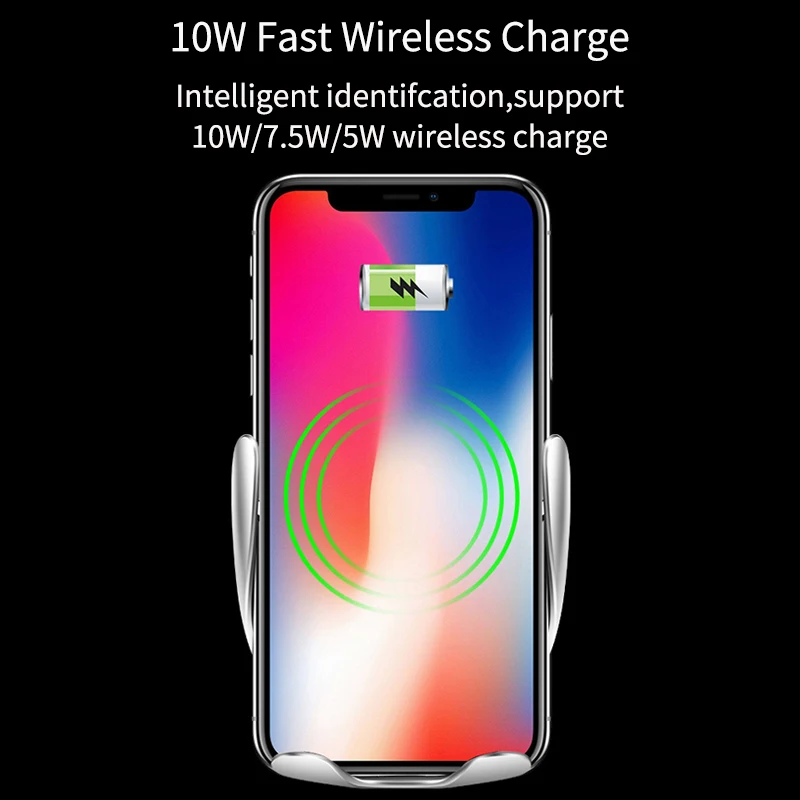 Automatic Clamping Wireless Car Charger 10W Smart Sensor Car Phone Holder Wireless Charger for Samsung S10 iPhone Xs Xiaomi Mi 9