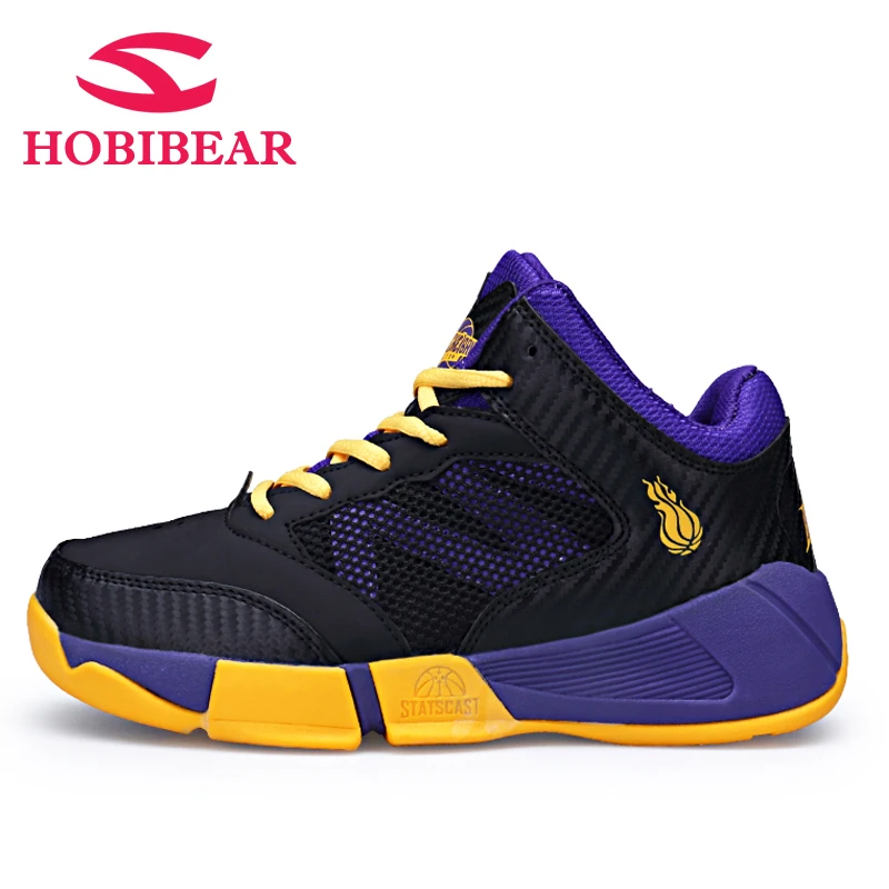

HOBIBEAR New Kids Basketball Shoes Breathable Soft Chilidren Sport Shoes Outdoor Non-slip Kids Sneakers Size 33-36