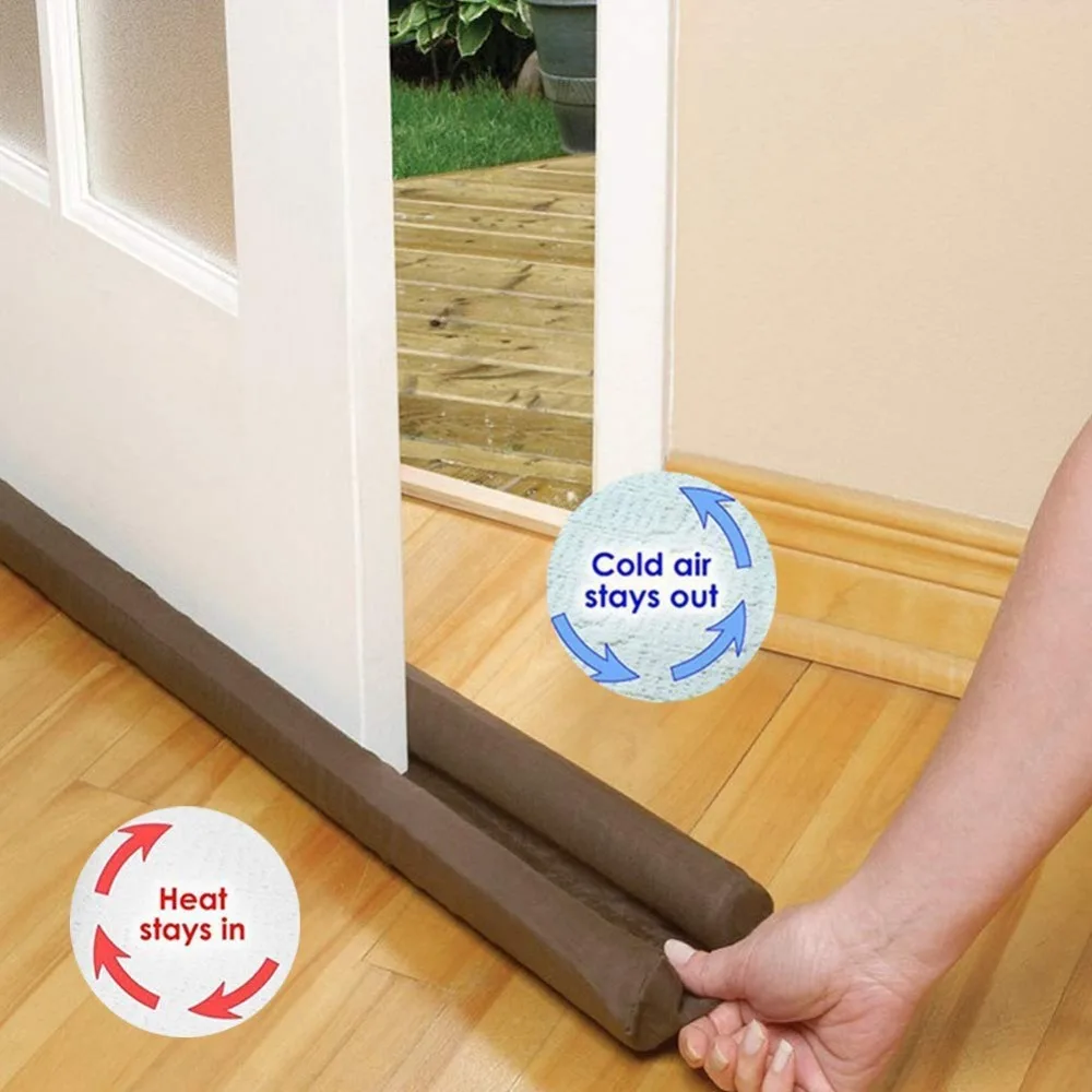 New Coming Brown Guard Stopper Twin Door Draft Dodger Energy Saving Protector Window Protector Doorstop Decor Useful