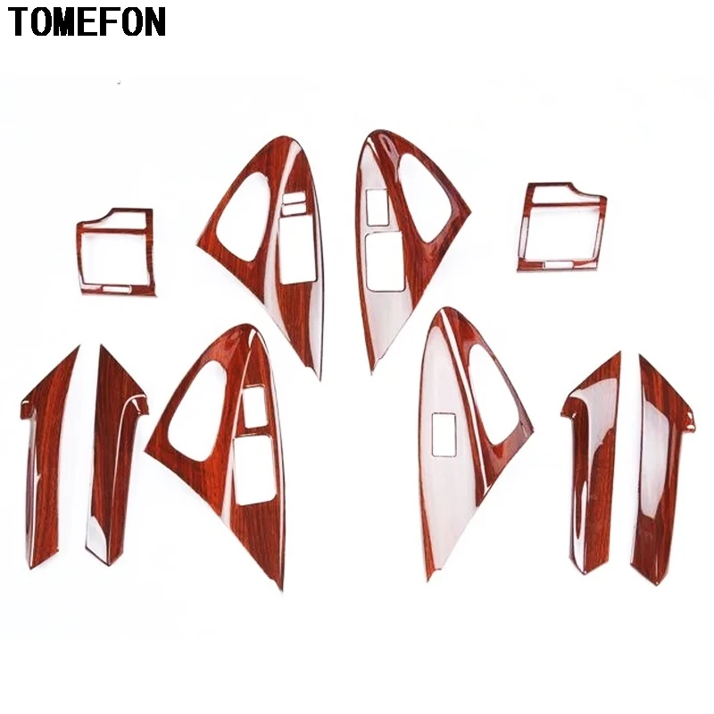 

TOMEFON For Toyota Camry 2006-2011 ABS Wood Paint Interior AC Vent Steering Wheel Window Switch Bottons Inner Handle Cover 10pcs
