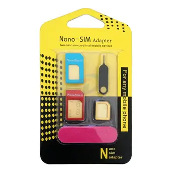 

New 5 in 1 Sim Cards Adapters eject Pin Key For All Smartphone Standard/Nano/Micro SIM Card Adapter for iPhones Mobile Phone