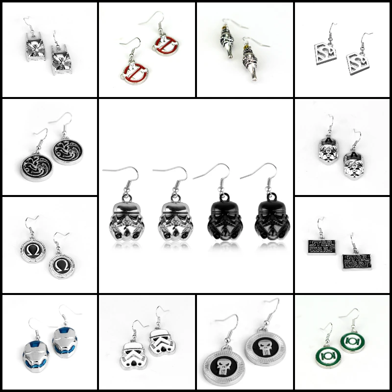 

Game of thrones Earrings Mini Model Vintage Style The Avengers the punisher Earring Movie Jewelry Multi Style Earrings for women