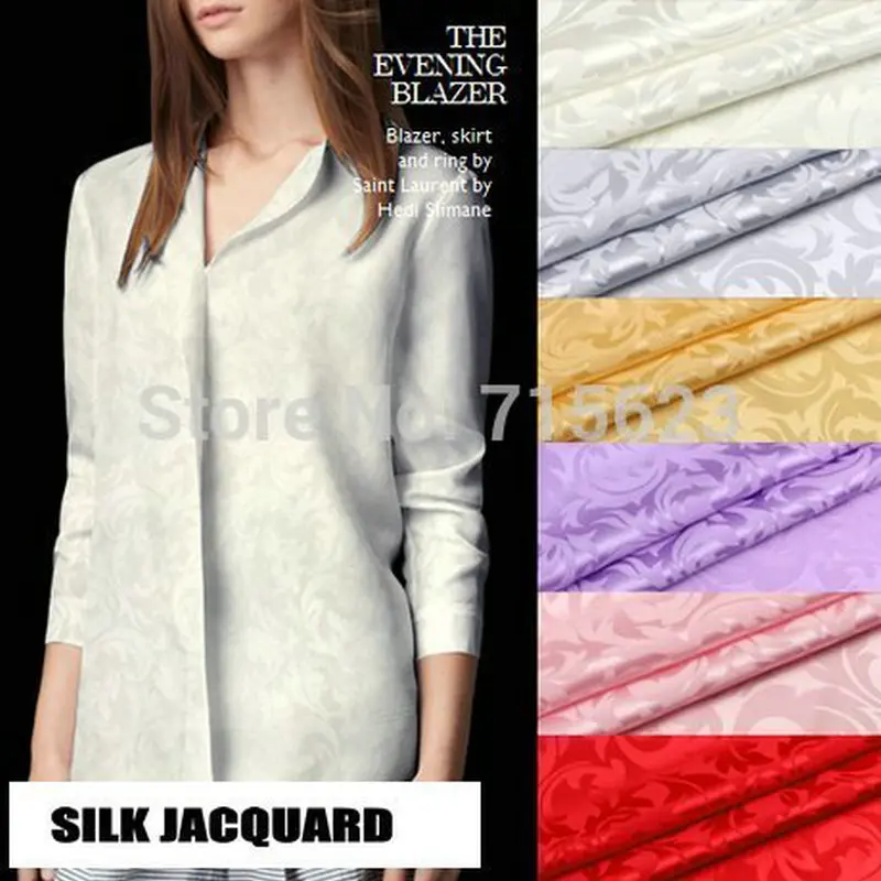 

6 Color Pure Silk Jacquard Satin fabric For Sleepwear Or Bedding 16m/m,110cm
