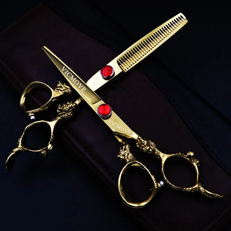 Япония 6 дюймов Профессиональные Парикмахерские Ножницы Набор для стрижки волос+ филировочные Парикмахерские ножницы набор салонные инструменты - Цвет: 2 pcs add bag