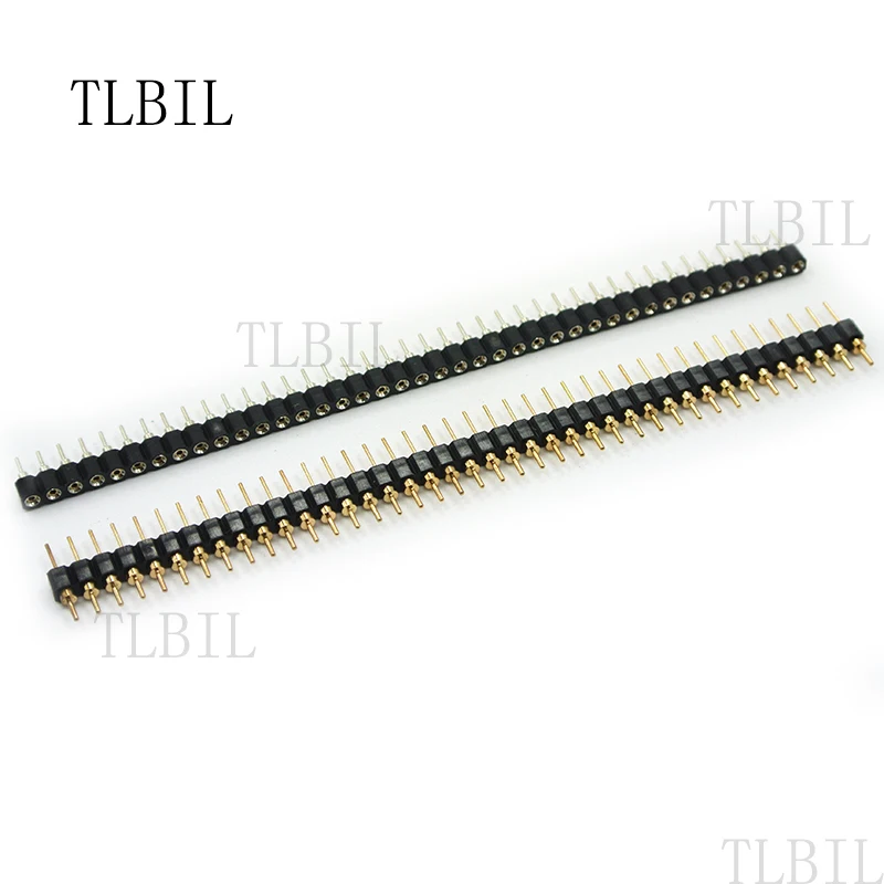 10Pcs Gold Plated 2.54mm 40 Pin Singles Row Straight Round Pin Header/<Strips