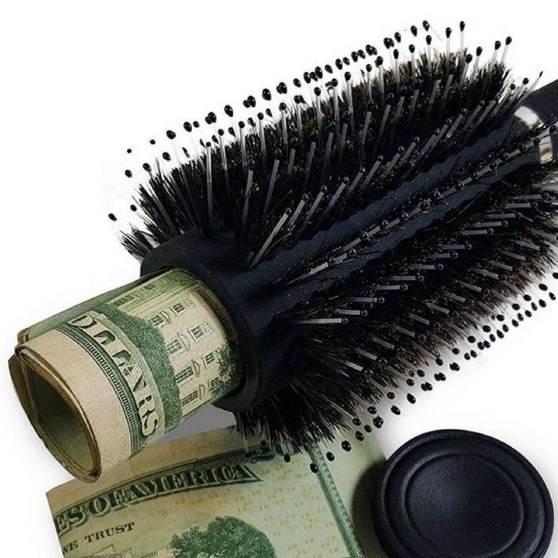 Многофункциональным безопасная щетка для волос с Съемная крышка Складная Расческа для путешествий на открытом воздухе для хранения наличных денег щетка для волос