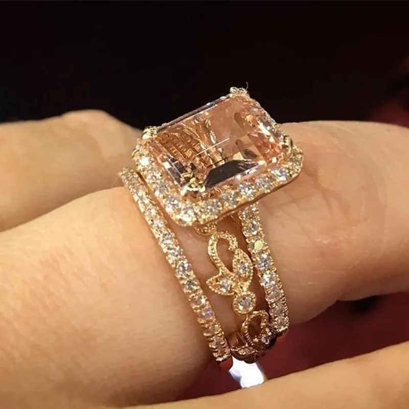 2 шт./компл., женское очаровательное обручальное кольцо, пара кристаллов, геометрическое циркониевое кольцо на палец для вечеринки, свадебные украшения, аксессуары