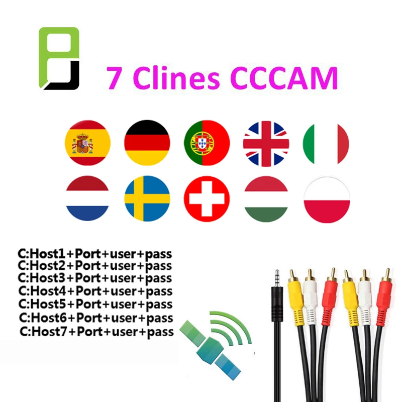 Европа Cccam cline на 1 год Португалия Испания Германия Польша ресивер спутниковый с