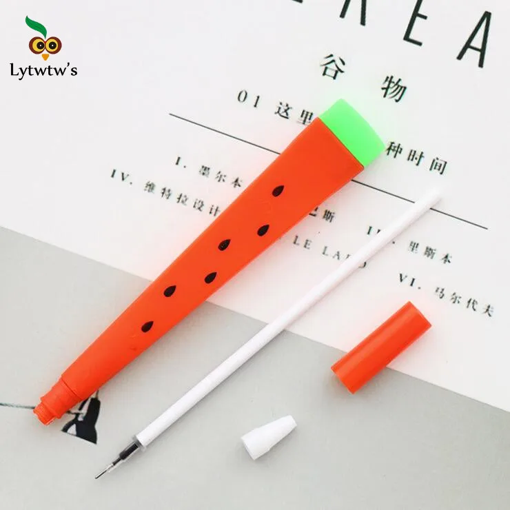4 шт Lytwtw корейские канцелярские принадлежности мультфильм милый арбуз ручка реклама креативные изогнутые школьные офисные гелевые ручки подарок