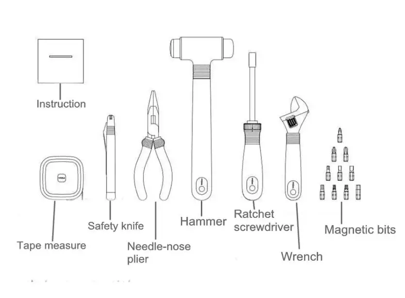XIAOMI MIIIW 16 шт. набор инструментов DIY Набор инструментов общий бытовой ручной инструмент с отверткой гаечный ключ молотковая лента плоскогубцы нож набор инструментов