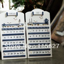 Стиль Голубой океан Средиземное море деревянный информационный Щит постоянного календарь дом или магазин украшения Большой