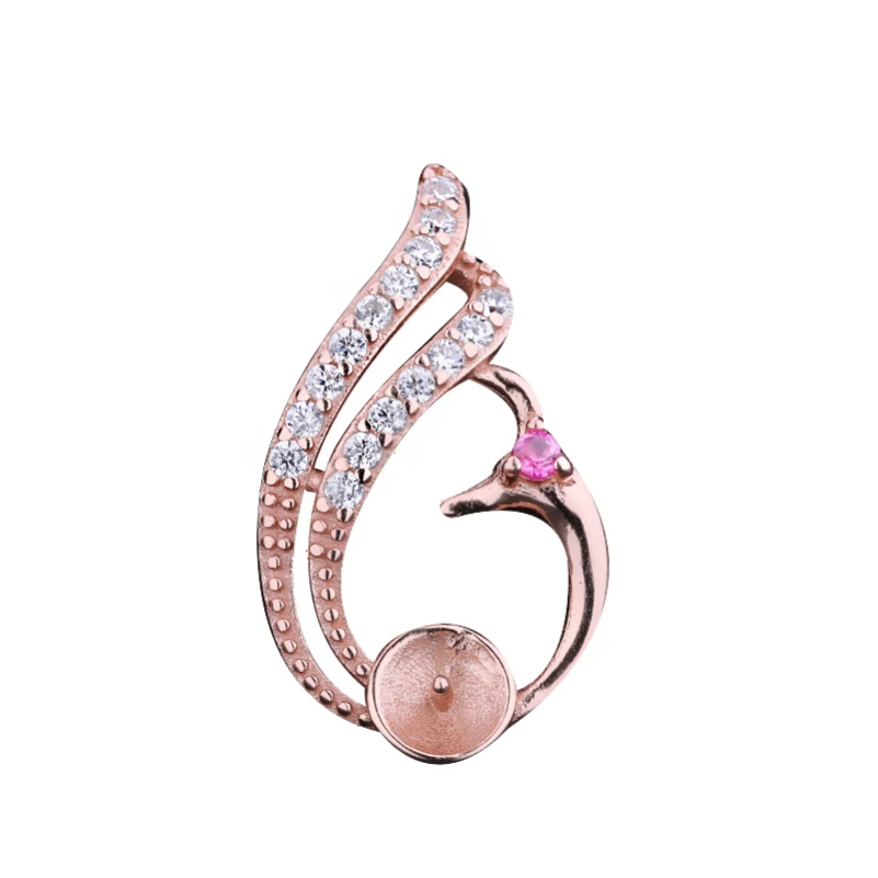 

925 Silver Semi Mount Pendant for Women Crystal 6-10mm Bead Pearl Sterling Pendant Setting Christmas Valentine's day Gift