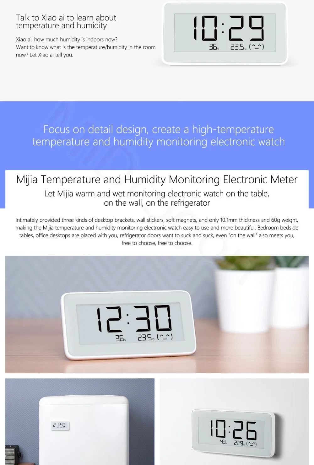 Xiaomi Mijia BT4.0 беспроводные умные электрические цифровые часы для помещений и улицы, гигрометр, термометр, ЖК-измерительные приборы для измерения температуры