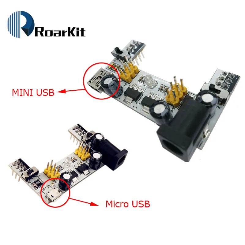 MB102 DC 7 12 в мини Интерфейс Micro USB макетная плата модуль питания с 2 каналами для Arduino