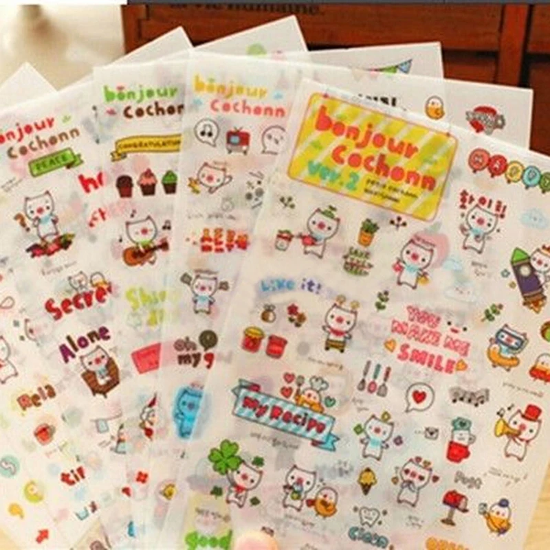 6 Sheets/lot New Lovely DIY Sticker Planner Calendar Book Cute Diary Sticker Paper Craft Memo Pads Scrapbook Decoration