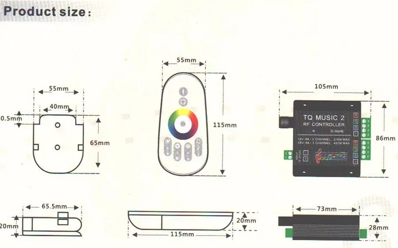 DC12V 24 V 18A 3 канала TQ Музыка 2 RGB светодиодный пульт дистанционного управления Музыка Аудио Управление для SMD 3528 5050 5630 светодиодный полосы света