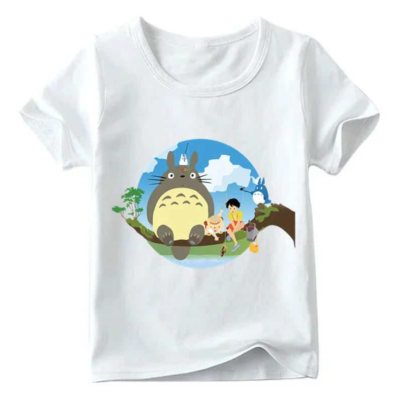 Детская забавная футболка с рисунком из мультфильма «Мой сосед Тоторо» летние топы с рисунками для маленьких мальчиков и девочек, детская повседневная одежда HKP2143