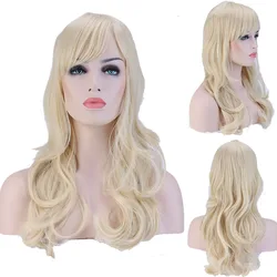 

Women's 19" Long Curly Wave Lovely Bleach Blonde Full Head Wig Synthetic High Heat Resistant TW063