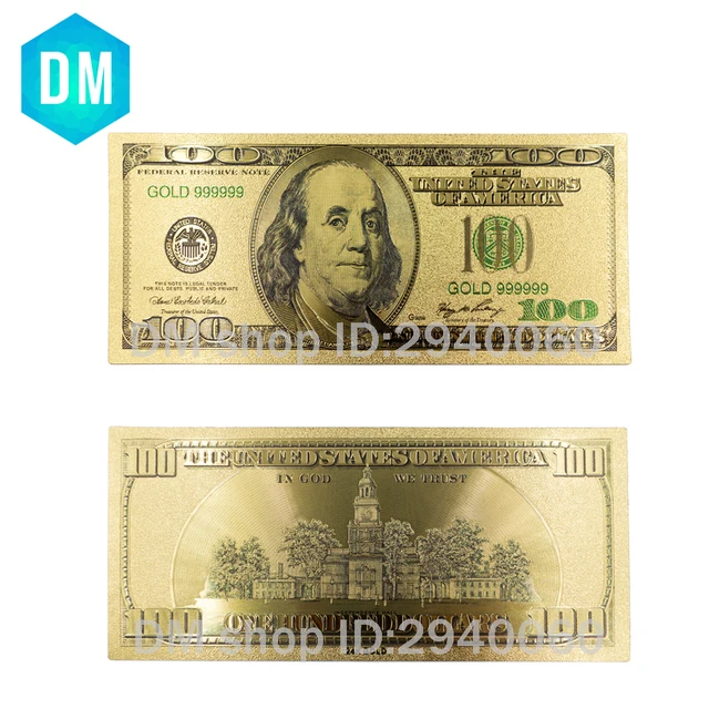 Gold Foil Banknotes Fake Money 100 Dollars Bills Paper Gold Foil Banknotes Fake Money 100 Dollars Bills Paper Collection Usa Currency Craft Souvenir Vintage Wedding Decoration