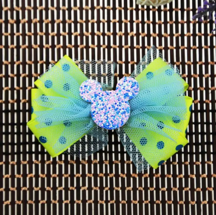 bling polka dot organze hair clip4