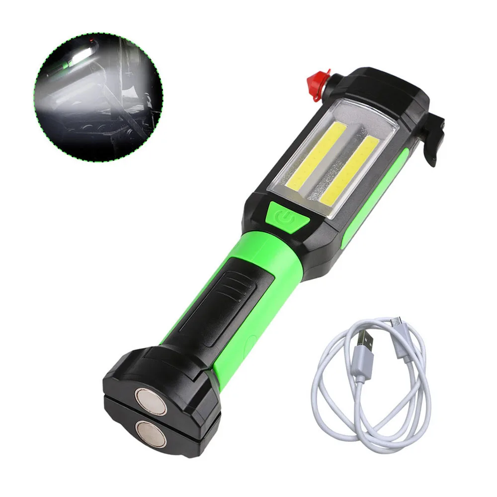 

LED COB work light built-in battery USB charging with magnetic car garage mechanic lamp with hook Torch flashlight