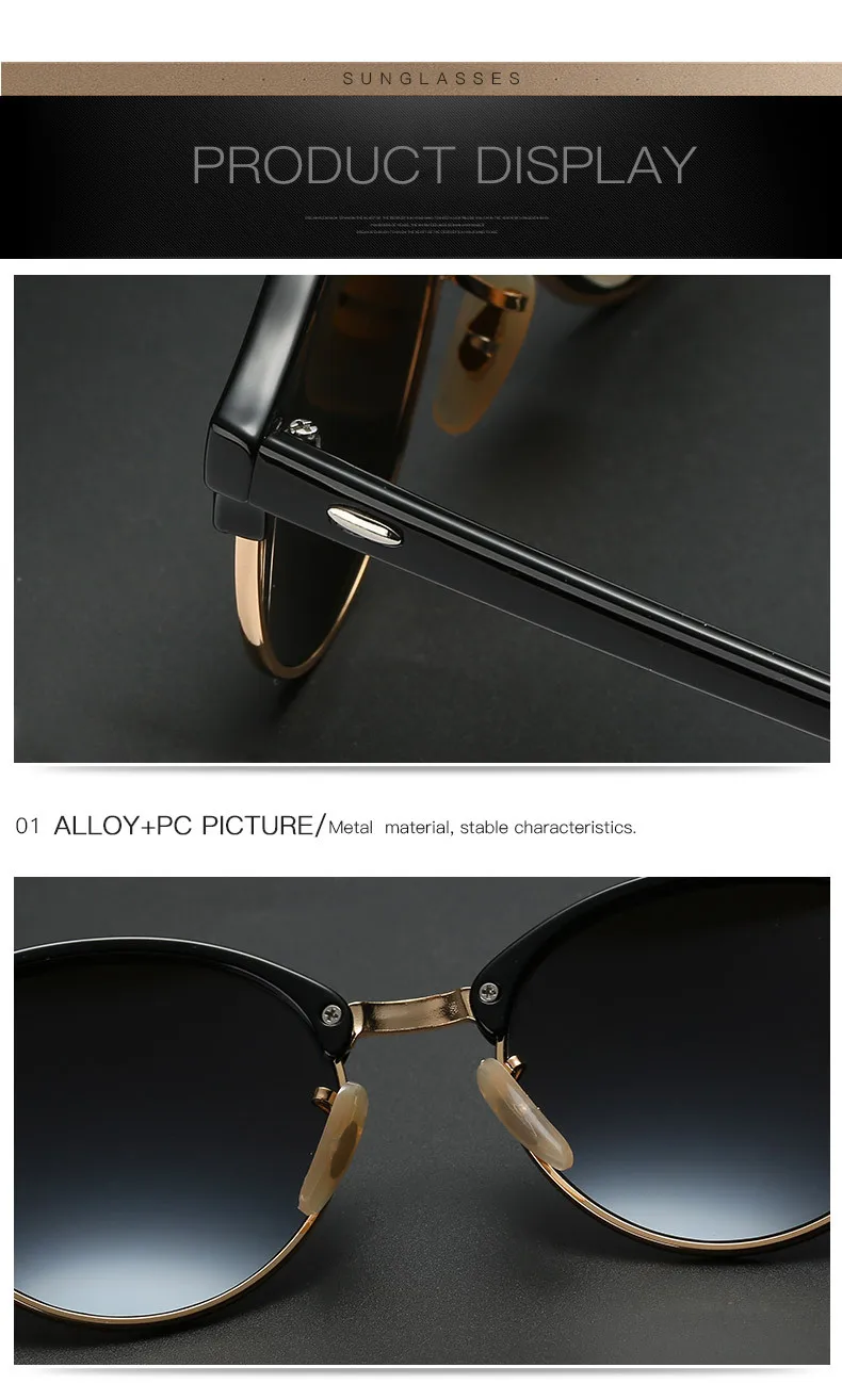 Hot Rays Sunglasses Women Popular Brand Designer Retro men Summer Style Sun Glasses Rivet Frame Colorful Coating Shades