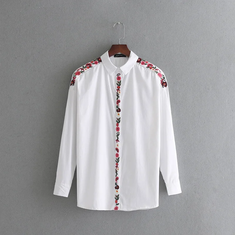 

LYZ45-8403 European and American fashion embroidered embroidered shirts