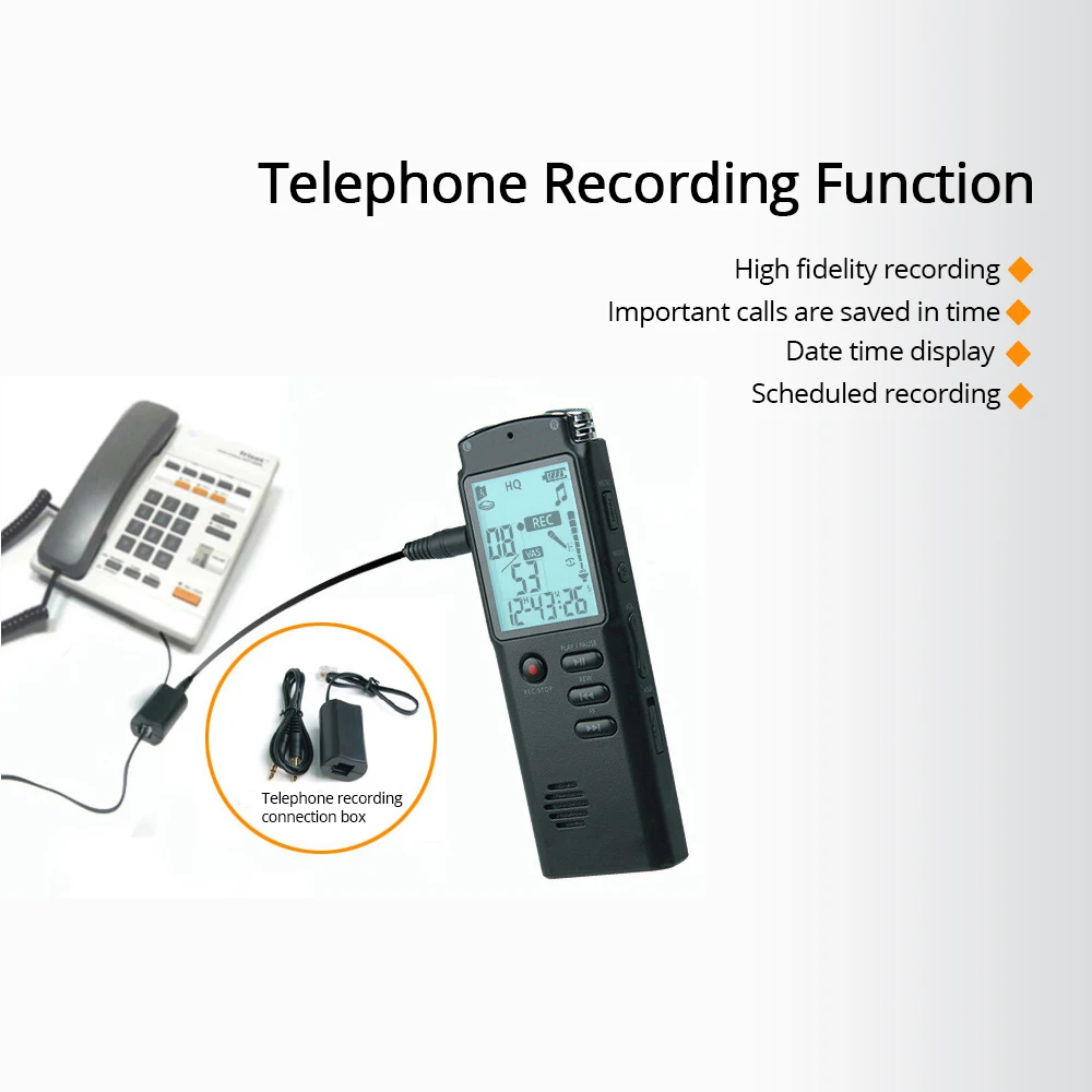 

TISHRIC 8GB MINI Audio Sound Recorder Voice Dictaphone Pen Digital Telephone Recorder HD Stereo MP3 Dual Microphone Professional