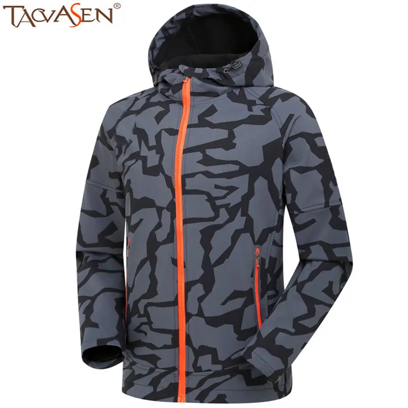 

TACVASEN Waterproof Jacket Men Hiking Fleece Jackets Windproof Climbing Jacket Outdoor Heated Jacket Softshell Hooded Jackets