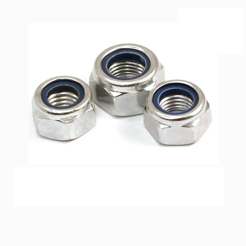 DIN985 304 Stainless Steel Nylon Insert Hex Lock Nuts A2 Hexagon Nyloc