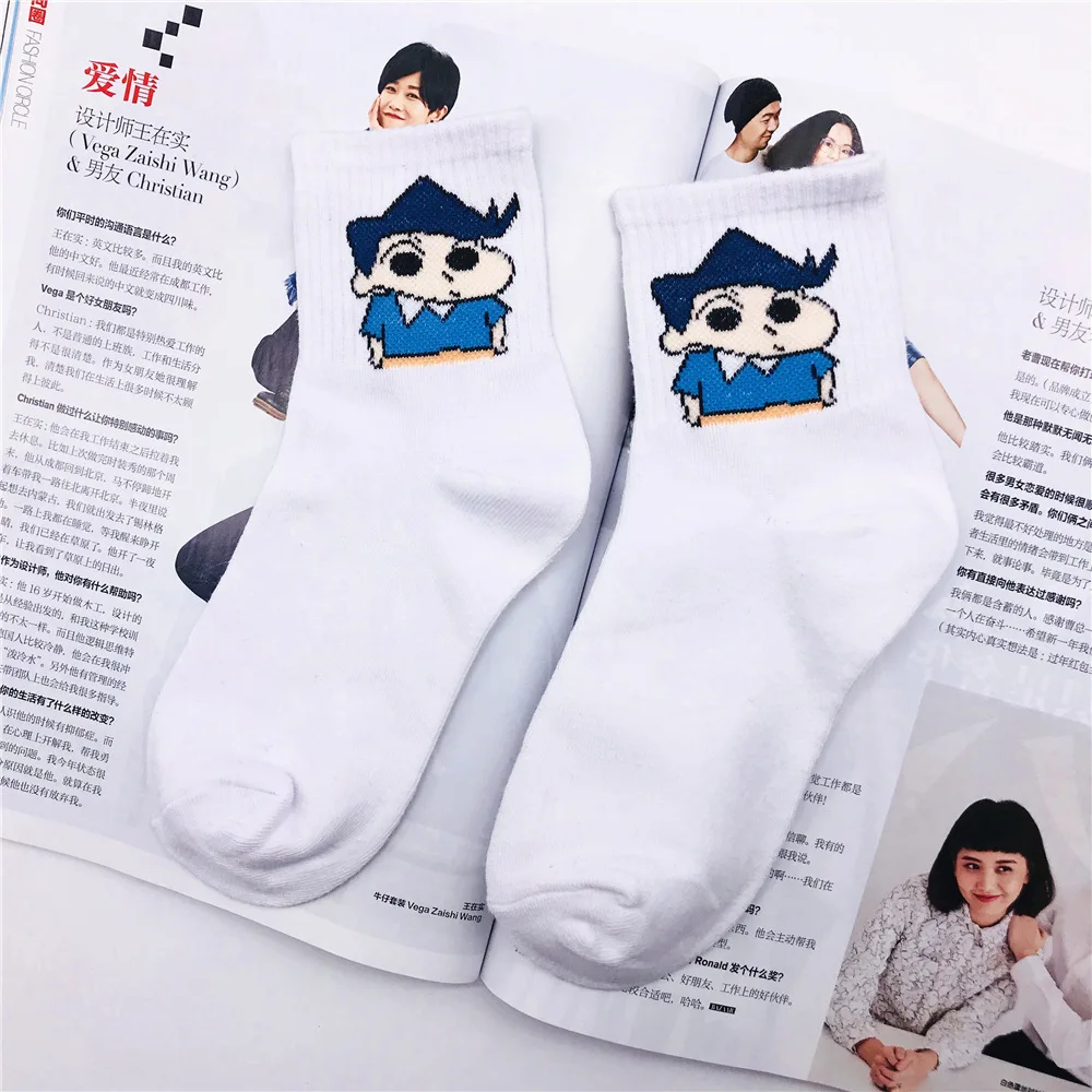 Новые милые Носки с рисунком Crayon Shin Chan, женские хлопковые крутые короткие носки с героями мультфильмов, хипстерские носки для скейтборда, забавные женские носки - Цвет: 114
