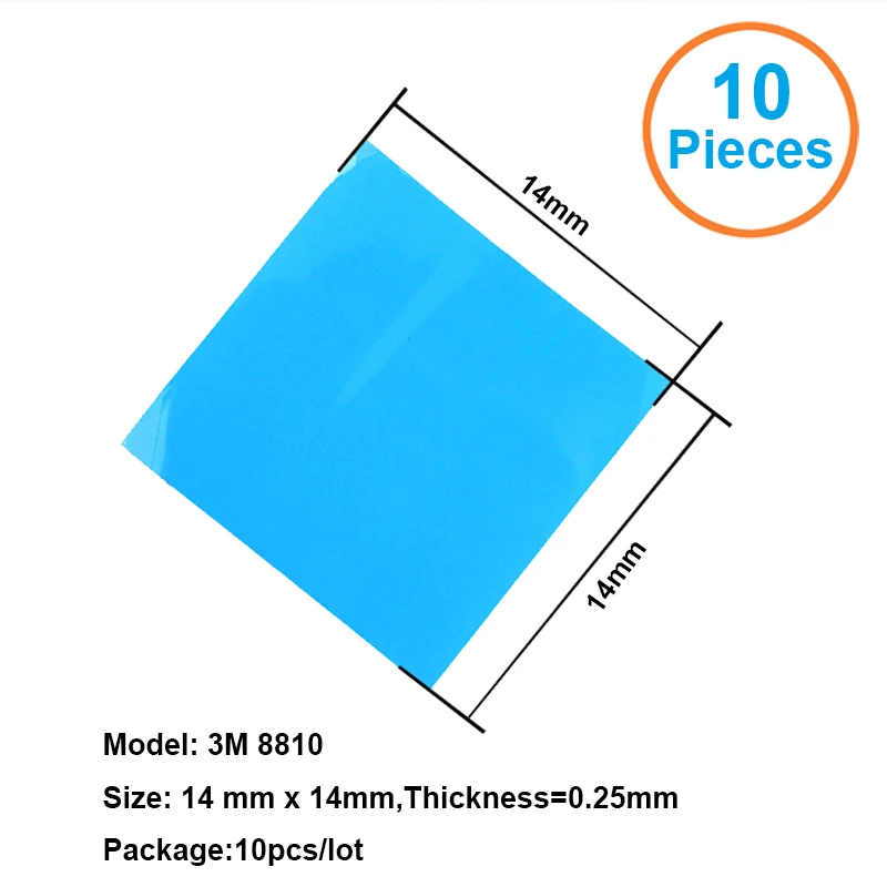 10 шт./лот Премиум 3M 8810 14x14x0,25 мм теплопроводные клейкие ленты для передачи pad Двусторонняя теплоотвод радиатор