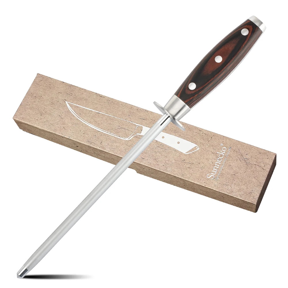 

SUNNECKO 8" sharpening Diamond Steel Strong Material Kitchen Tools Pakka Wood Handle Sharpener Grinding Damascus Kitchen Knives