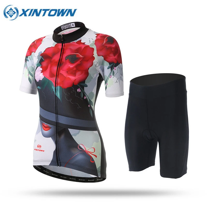 

2017 Pro Team Women Cycling Jersey Flower Team Breathable Summer Style Short MTB Cycling Clothing Ropa Ciclismo