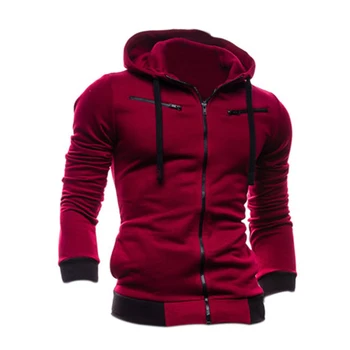 

SYB 2016 NEW Zipper Men's Hoodie Cardigan Slim Fit Jacket Red wine
