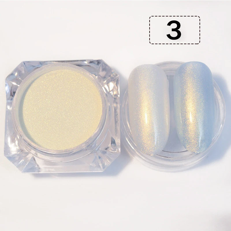 1 коробка жемчужный блеск для ногтей блестящее зеркало матовый корпус белый фиолетовый синий дизайн ногтей пигмент Пыль порошок Маникюр, украшения для ногтей - Цвет: shell3