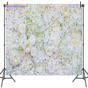 

Colorwonder Photography Background White Roses with Green and Orange Petals Seamless Backdrop for Valentine's Day Party Decor