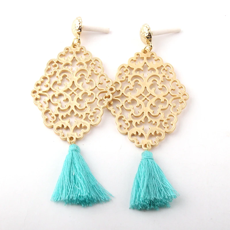 Fashion Metall Grid Links Tassel Earring