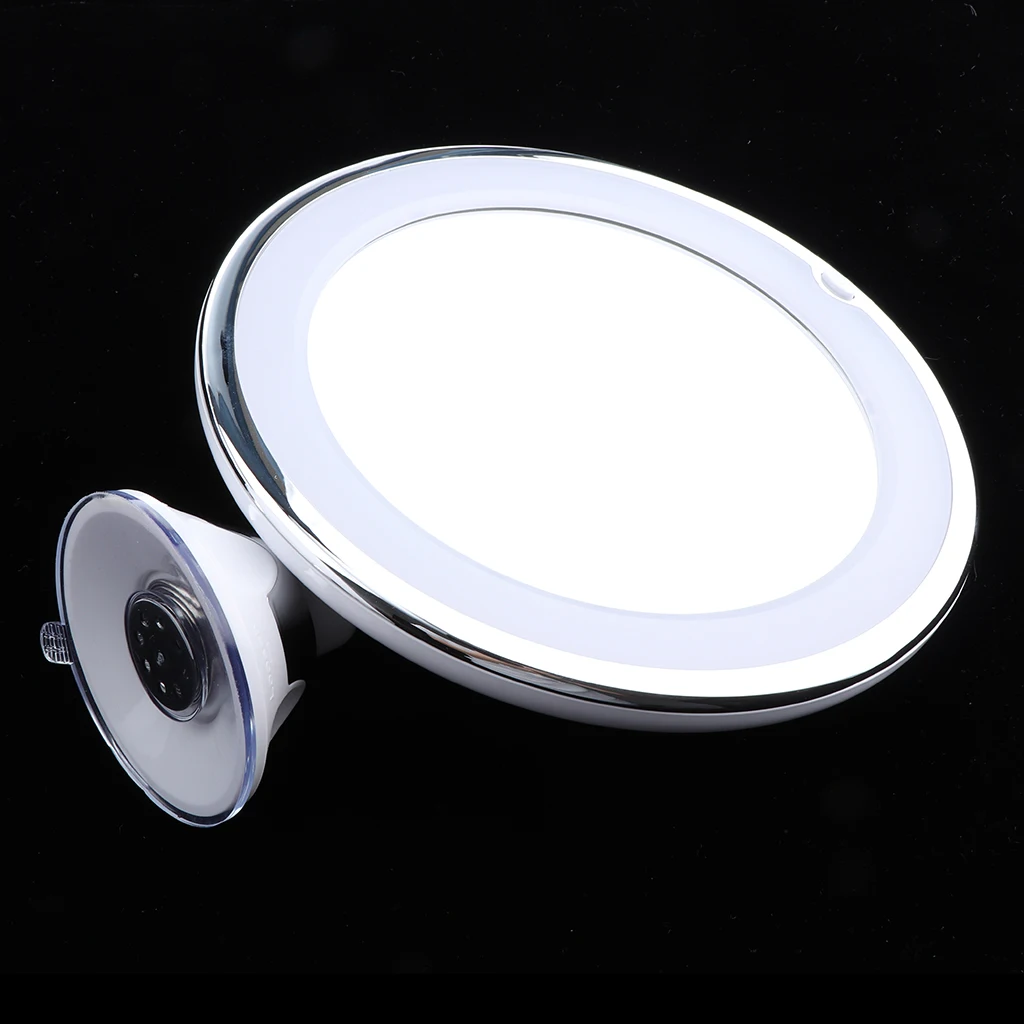 LED 10x Magnifying Makeup Mirror Bathroom Magnification Vanity Mirror Shaving 360° Swivel Lock with Suction Cup