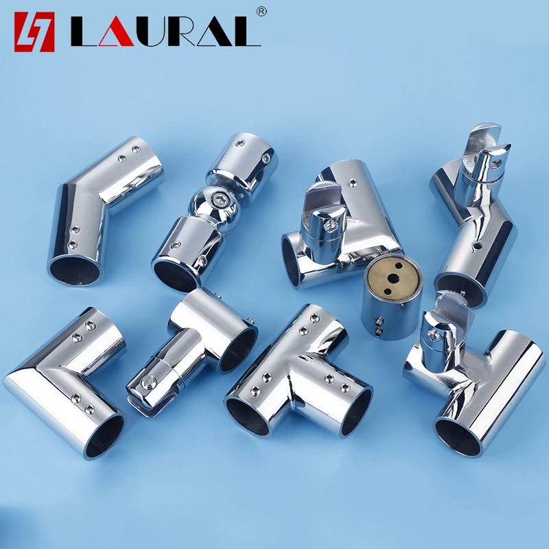 

25MM Round Tube Stainless Steel Connecting Glass Hanging Clip T-Shaped Tee 90 135 Degree Straight Corner Universal Flange Seat