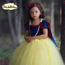 DAYLEBABY/платье принцессы Авроры Белоснежки; костюм для девочек; Вечерние платья на Хэллоуин; Фланелевое кружевное платье