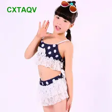 Фабричный выпуск, Корейская версия, милые купальники из двух предметов в горошек для маленьких девочек, одежда для плавания, горячая весна, красивый красный, темно-синий купальник