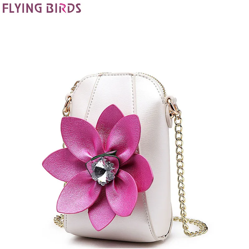 

FLYING BIRDS Mini Bags Chains Rhinestone Shoulder Coins Purse Mobile phone bag Women Messenger Bags High Quality Flower Handbag