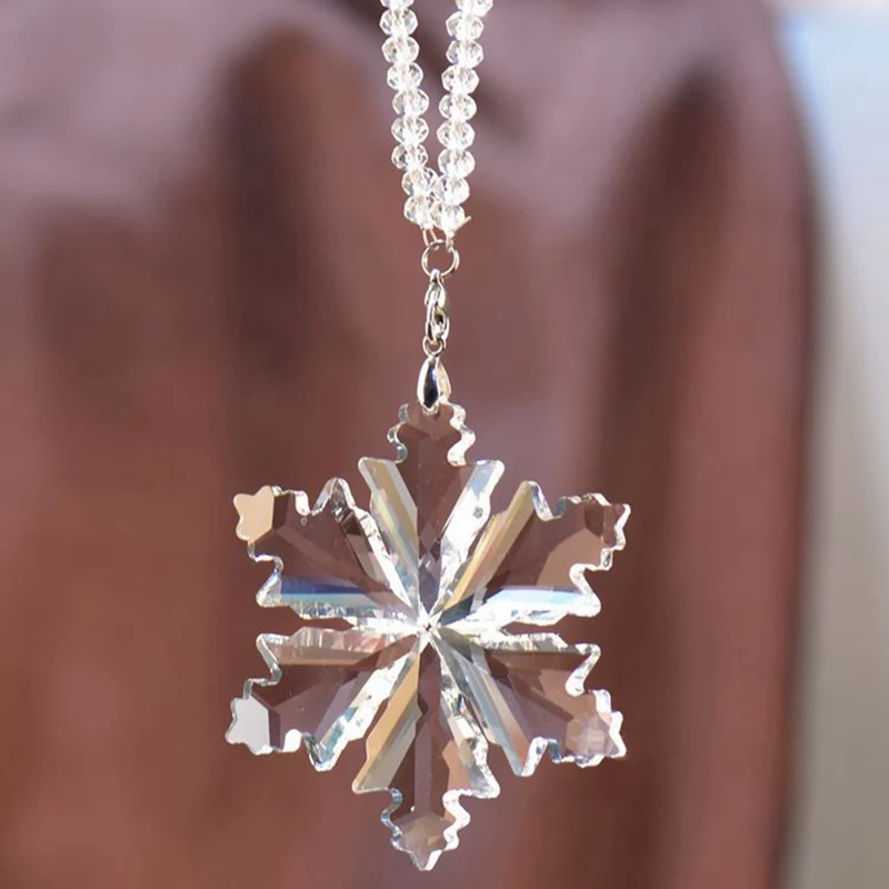 

Car Pendant Accessories Transparent Crystal Snowflakes Decoration Ornaments Sun Catcher Snowflake Hanging Interior Accessories