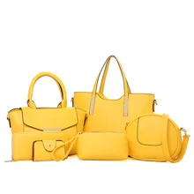 Модные композитные сумки для женщин, из искусственной кожи, сумка-мессенджер, Женская роскошная дизайнерская сумка через плечо, сумочка, 6 шт./партия